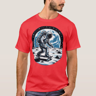 Astronaut Skateboarding on Moon gift design T-Shirt