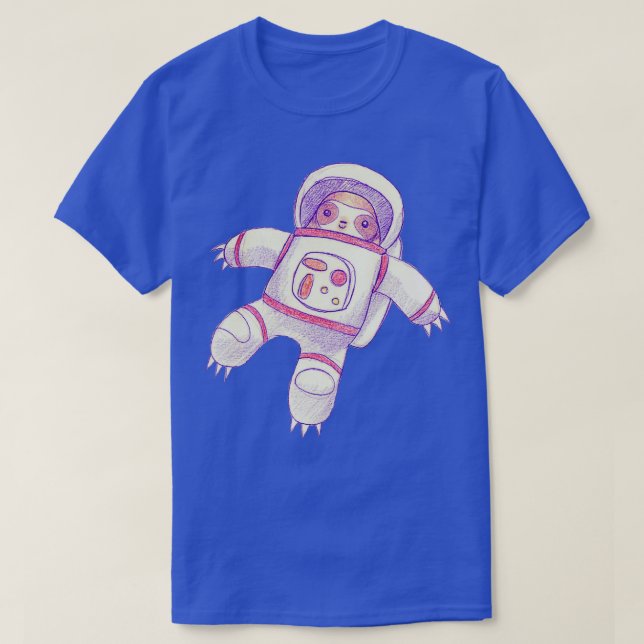 Astronaut Sloth Drawing T-Shirt (Design Front)