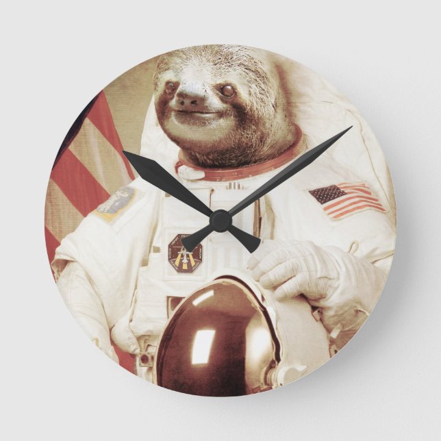 Astronaut Sloth Round Clock (Front)