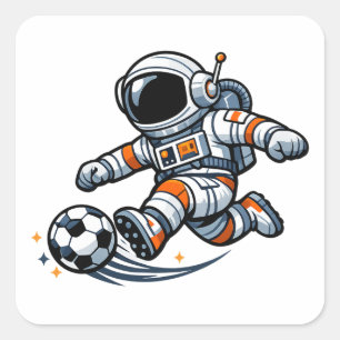 Astronaut Soccer Square Sticker