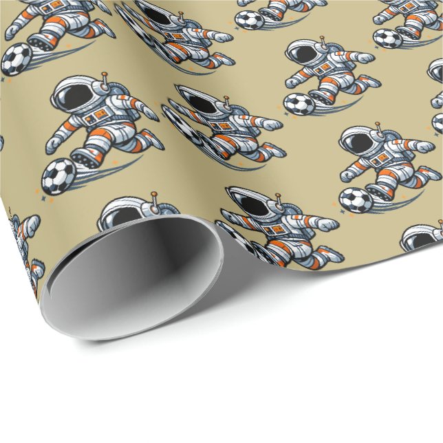 Astronaut Soccer Wrapping Paper (Roll Corner)