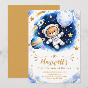 Astronaut Space 1st Birthday Invitation