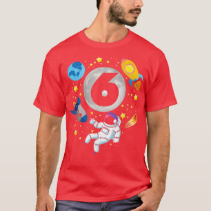 Astronaut Space 6th Bday 6 Years Old Bday Boy T-Shirt