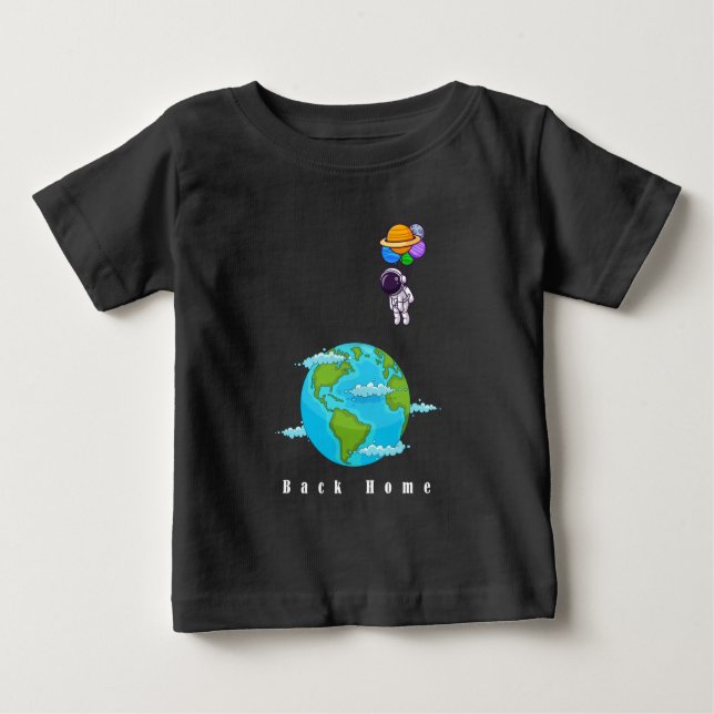 Astronaut Space Art T-Shirt–Floating with Balloons Baby T-Shirt (Front)