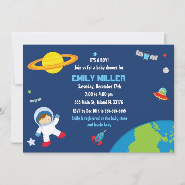 Astronaut Space Baby Shower Invitation (Front)