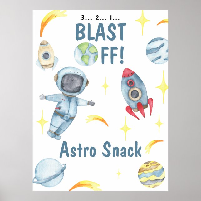 Astronaut Space Birthday Astro Snack Poster (Front)