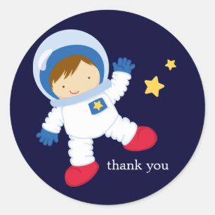 Astronaut Space Birthday Party Classic Round Sticker