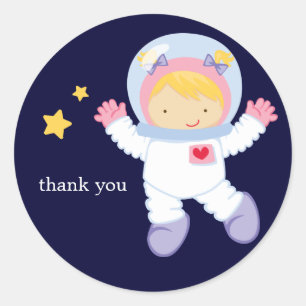 Astronaut Space Birthday Party Classic Round Sticker