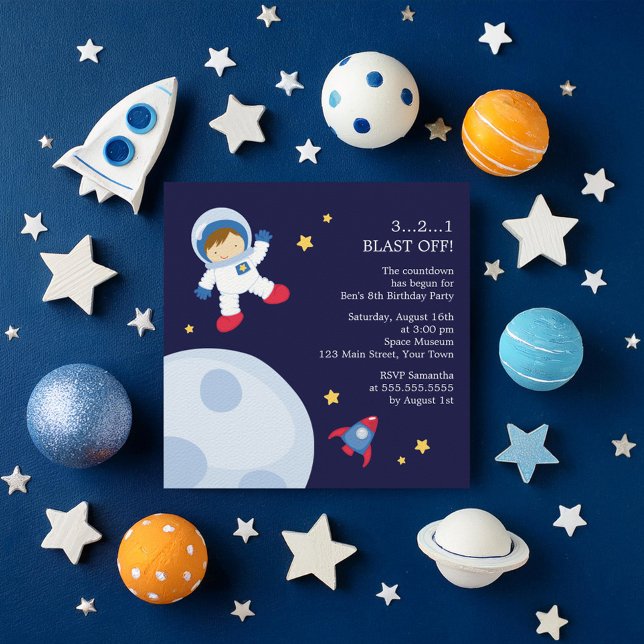 Astronaut Space Birthday Party Invitation (Creator Uploaded)
