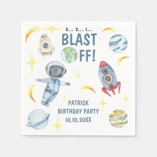Astronaut Space Birthday Party  Napkin (Front)