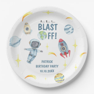Astronaut Space Birthday Party Paper Plate