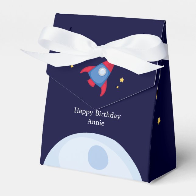 Astronaut Space Birthday Party Personalised Favour Box (Front Side)