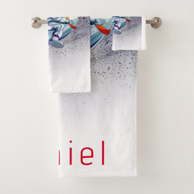 Astronaut Space Boy's Custom Bath Towel Set (Insitu)