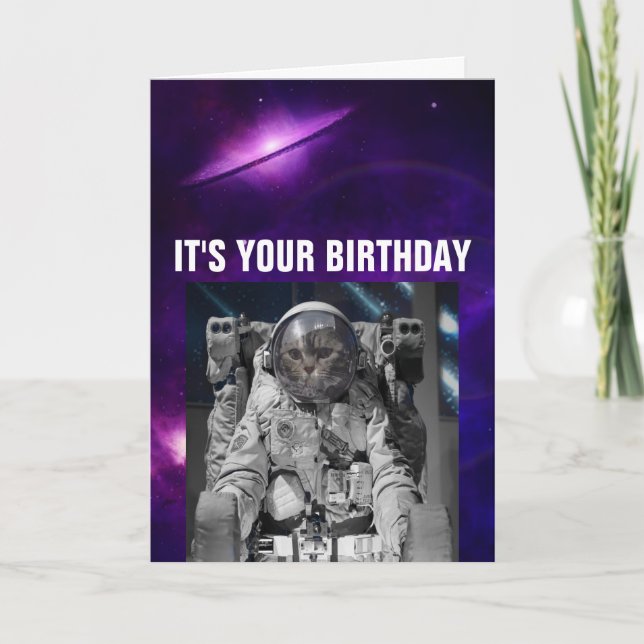 ASTRONAUT SPACE CAT BIRTHDAY CARDS (Front)
