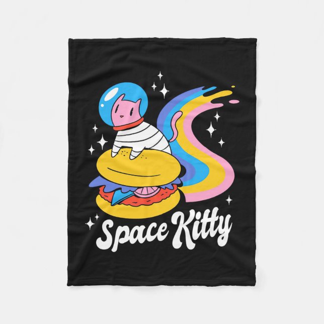 Astronaut Space Cat Fleece Blanket (Front)