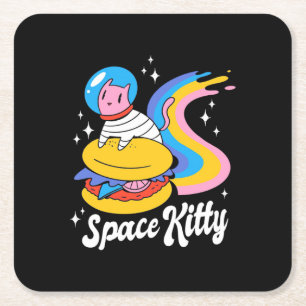 Astronaut Space Cat Square Paper Coaster