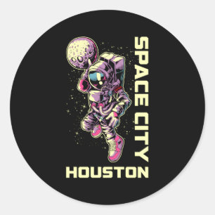 Astronaut Space City Dunk Houston Texas Classic Round Sticker