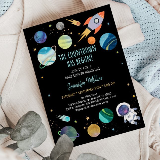 Astronaut Space Countdown Has Begun Baby Shower Invitation (Creator Uploaded)