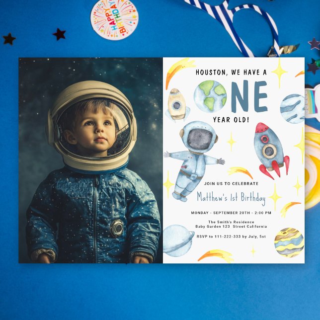 Astronaut Space First Birthday Invitation (Creator Uploaded)