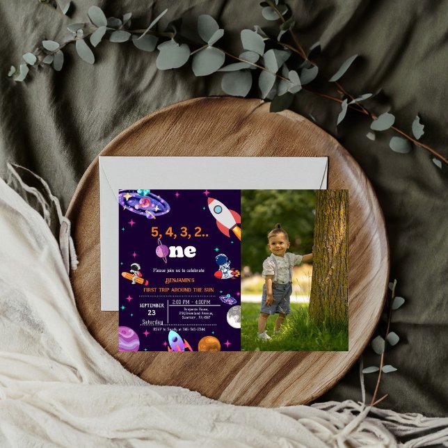 Astronaut Space first trip around the sun birthday Invitation (Creator Uploaded)