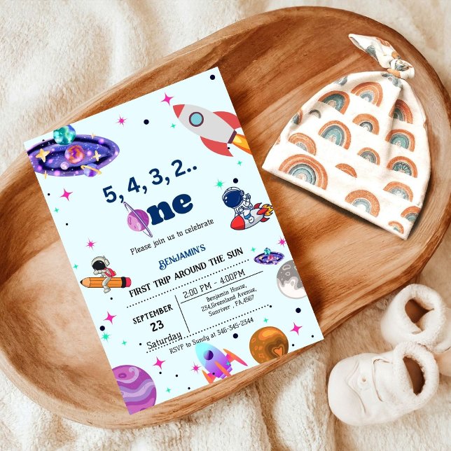 Astronaut Space first trip around the sun birthday Invitation (Creator Uploaded)