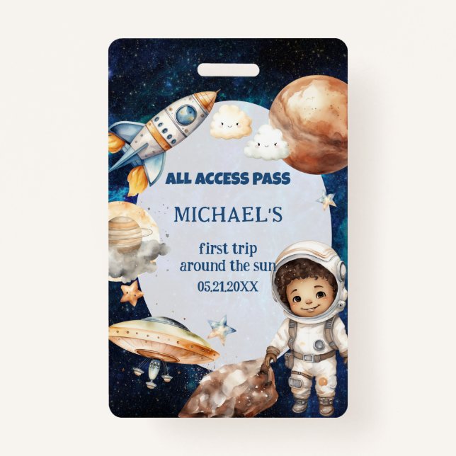 Astronaut Space First Trip Around The Sun ID Card ID Badge (Front)