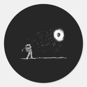 Astronaut Space Golf Player Funny Galaxy Space Lov Classic Round Sticker