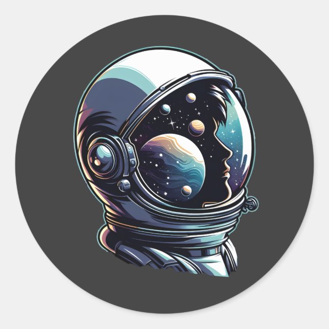 Astronaut Space Helmet Classic Round Sticker (Front)