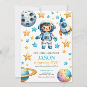 Astronaut Space Kids Birthday Party Invitation