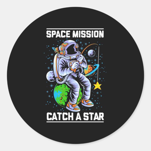 Astronaut Space Mission Catch A Star Classic Round Sticker (Front)