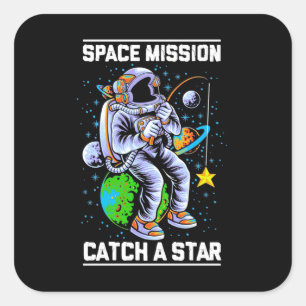Astronaut Space Mission Catch A Star Square Sticker