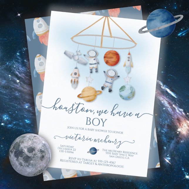 Astronaut Space Mobile Baby Shower Invitation (Creator Uploaded)