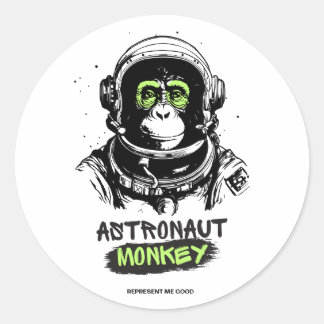 Astronaut Space Monkey Authentic High quality  Classic Round Sticker