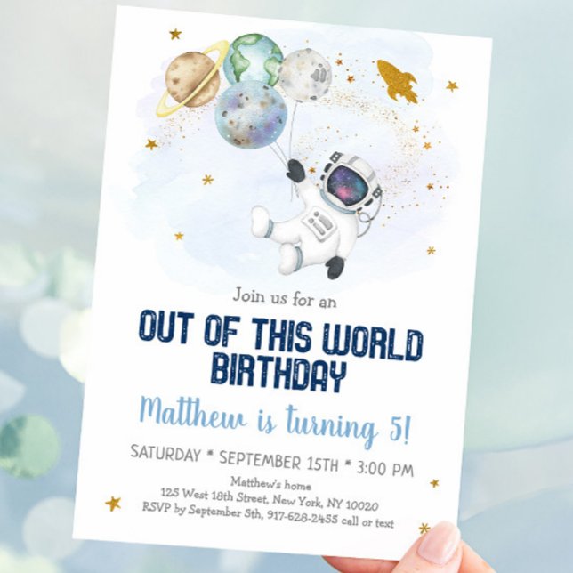 Astronaut Space Out Of This World Birthday Invitation (Creator Uploaded)