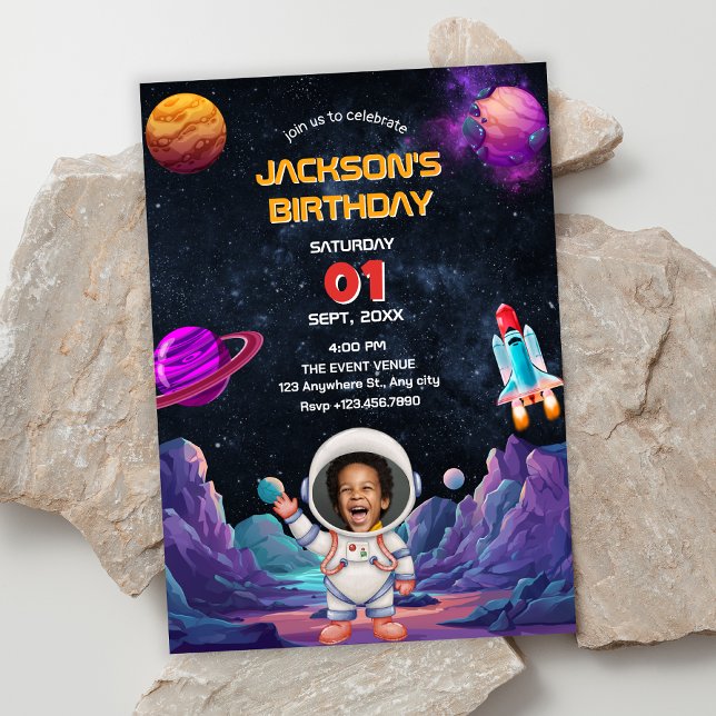 Astronaut space photo birthday invitation (Creator Uploaded)