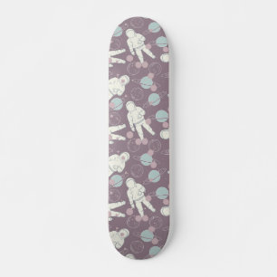 Astronaut Space Planets Purple Blue Pattern Skateboard