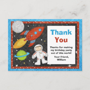Astronaut Space Rocket Birthday Thank You Card