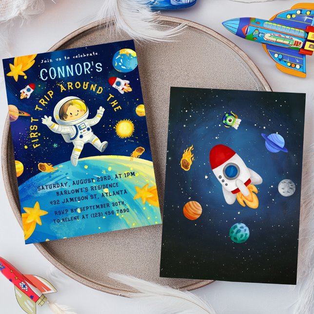 Astronaut Space Rocket Planets Stars Birthday Invitation (Astronaut Space Rocket Planets Stars Birthday Invitation)