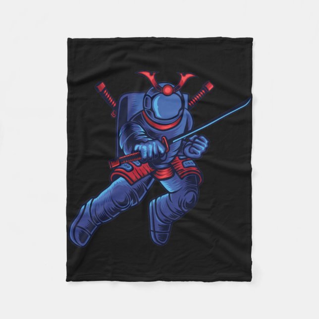 Astronaut Space Samurai Fleece Blanket (Front)