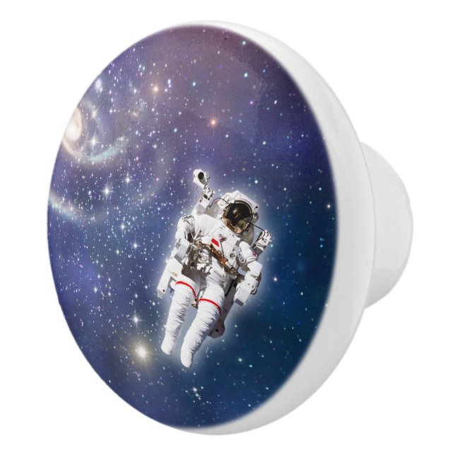 Astronaut Space Swirling Vortex Stars Galaxy Ceramic Knob (Right)
