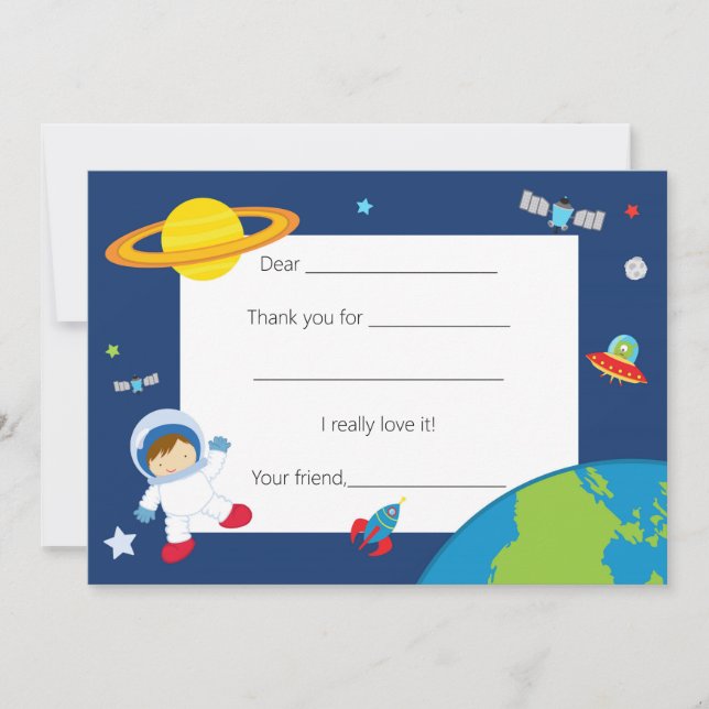 Astronaut Space Thank You Card Fill in (Front)