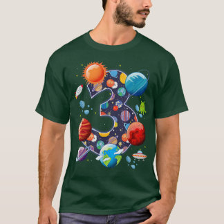 Astronaut Space Theme Party 3 Years Old Birthday B T-Shirt
