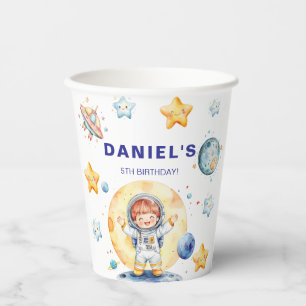 Astronaut Space-Themed Custom Birthday Party Paper Cups