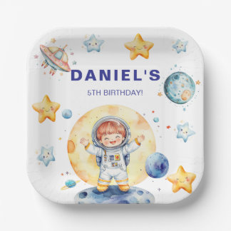 Astronaut Space-Themed Custom Birthday Party Paper Plate
