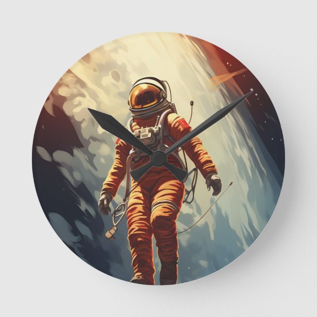 Astronaut Space Travel Round Clock (Front)