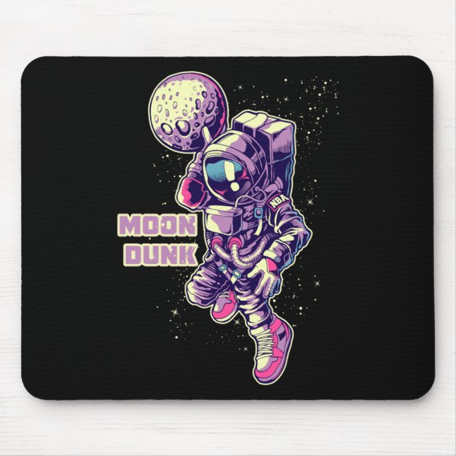Astronaut Spaceman Basketball Player Dunking Moon  Mouse Pad (Front)