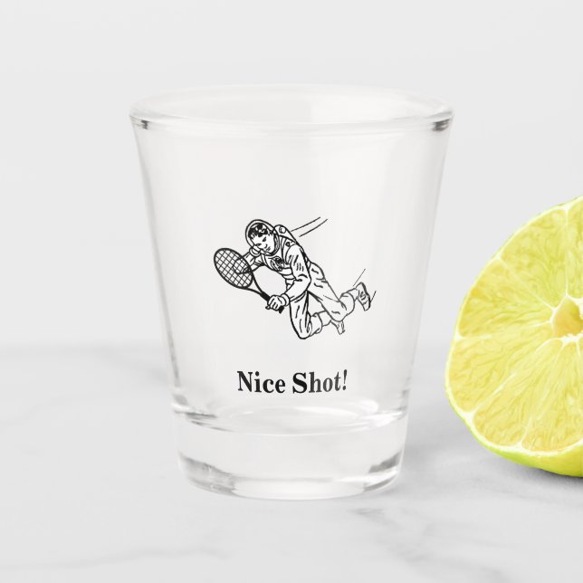 Astronaut Spaceman Tennis Player Shot Glass (Front)