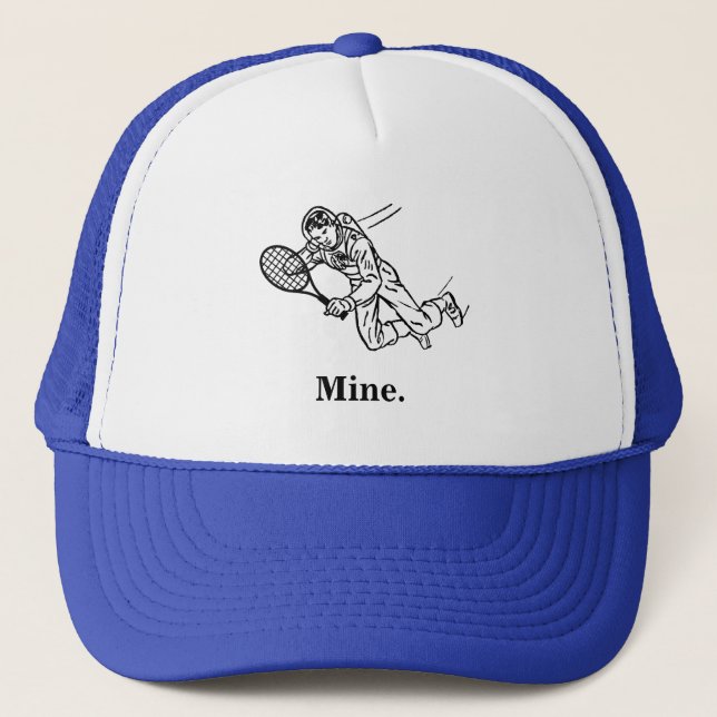Astronaut Spaceman with Tennis Racket Trucker Hat (Front)
