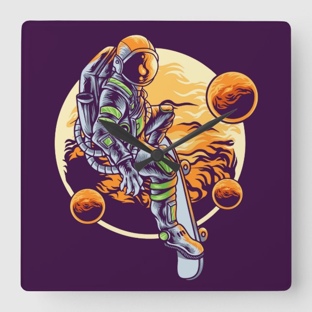 Astronaut Square Wall Clock (Front)