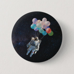 Astronaut Stars & Space Colourful Balloons 6 Cm Round Badge